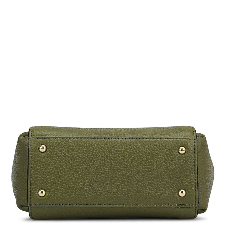 Small Wax Leather Satchel - Fern