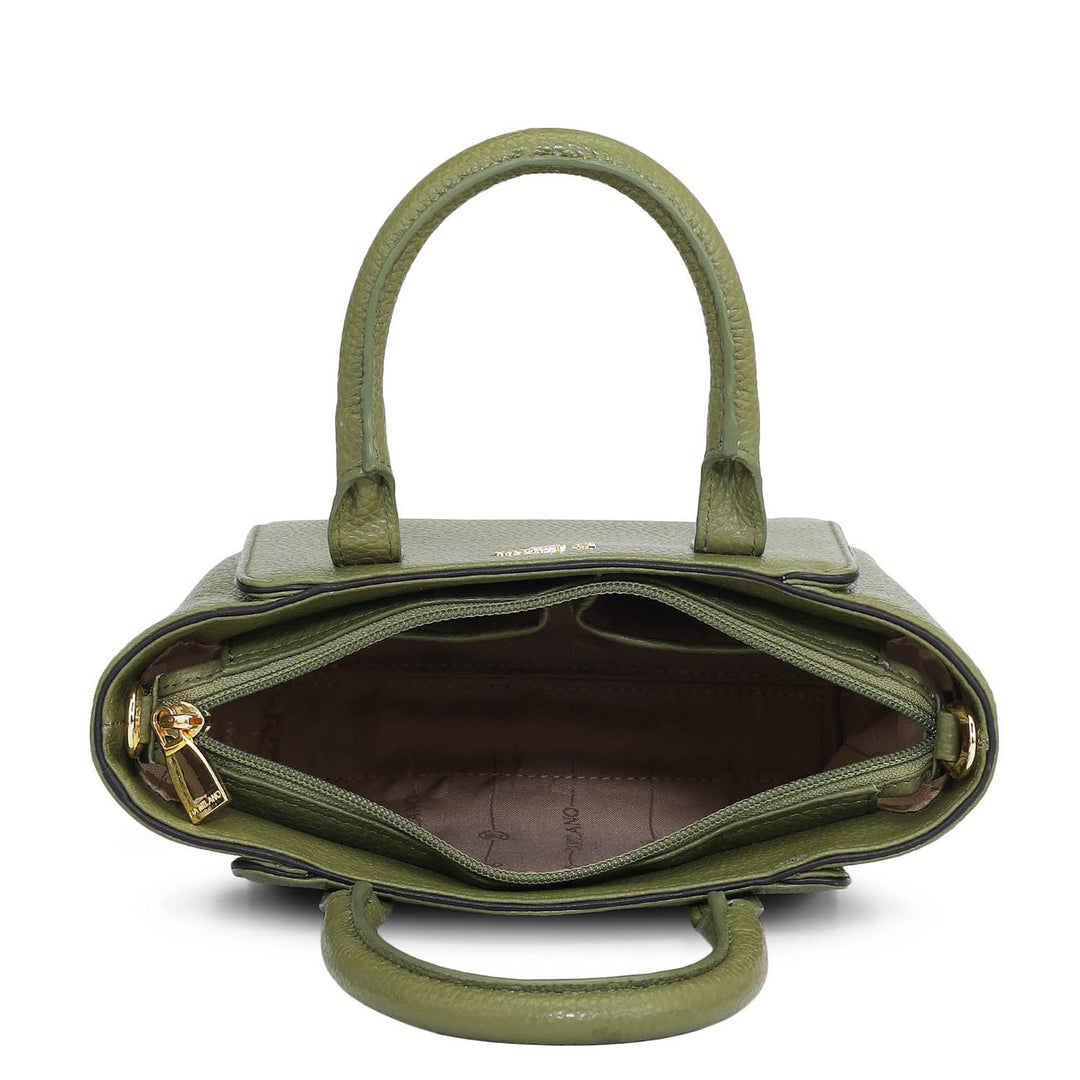 Small Wax Leather Satchel - Fern