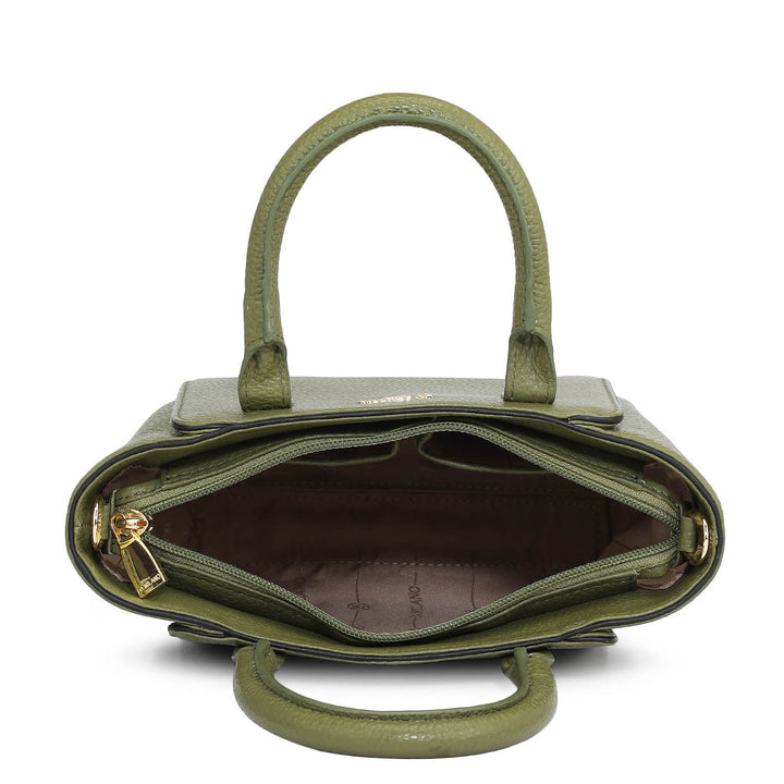 Small Wax Leather Satchel - Fern