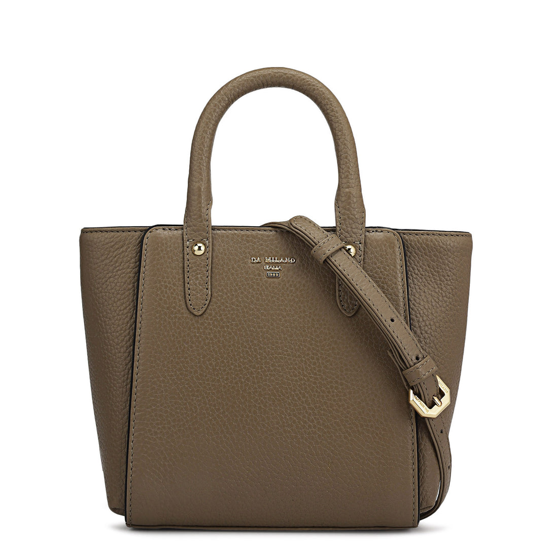 Small Wax Leather Satchel - Greyish Taupe