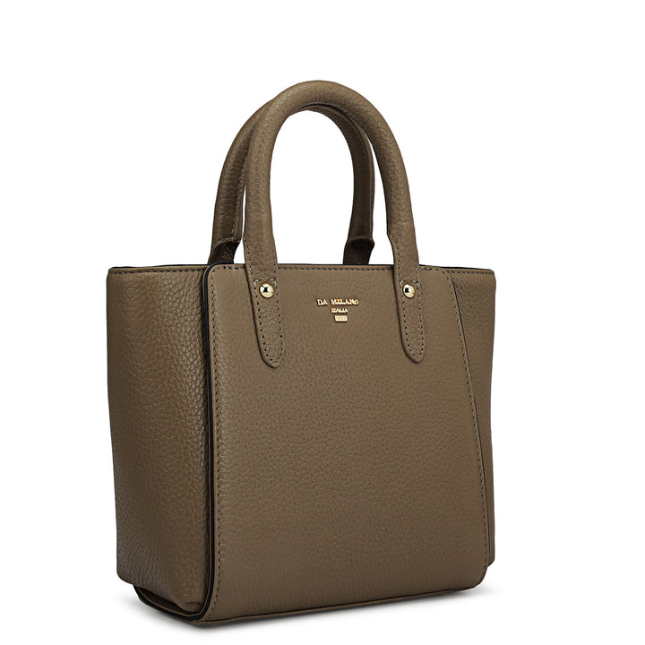 Small Wax Leather Satchel - Greyish Taupe