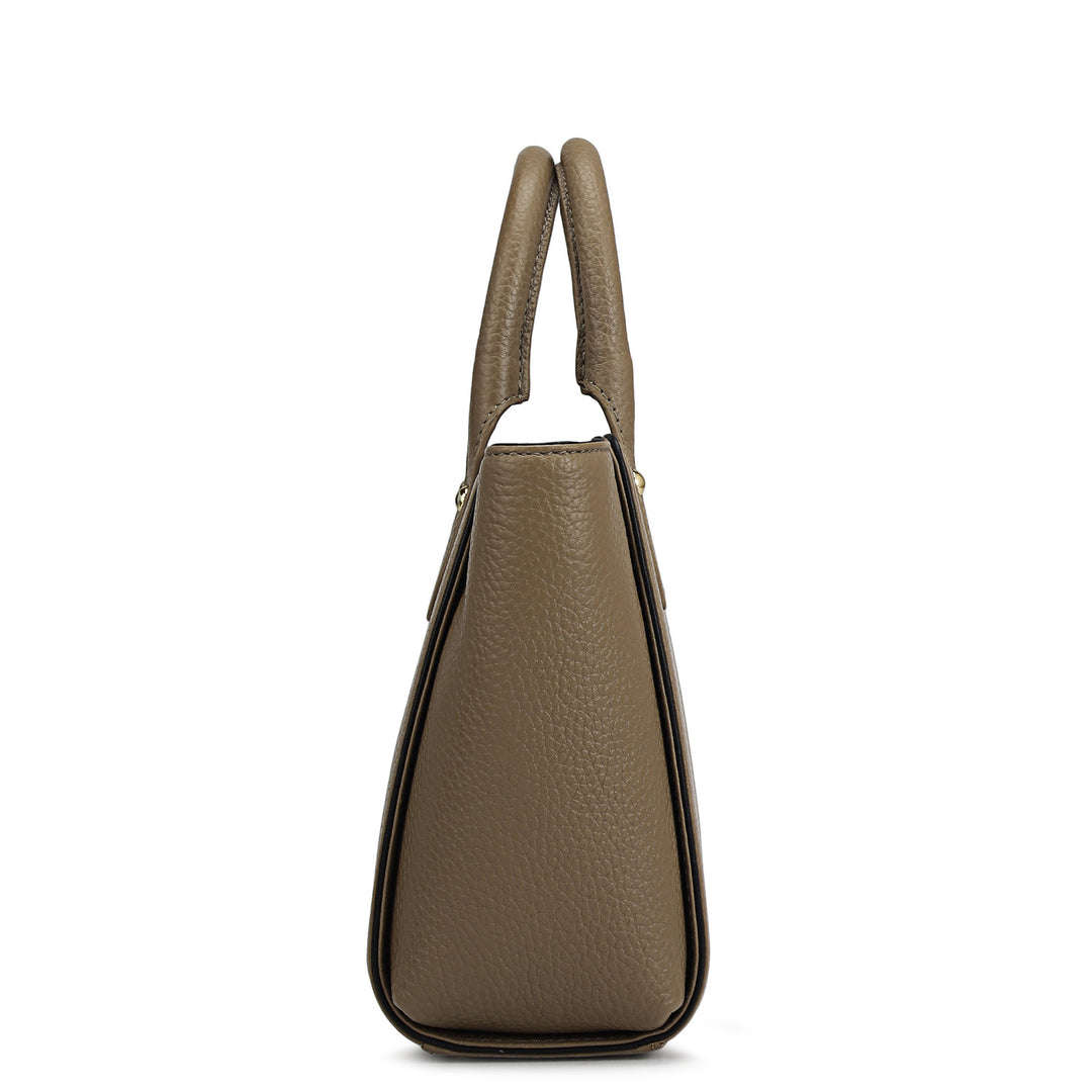 Small Wax Leather Satchel - Greyish Taupe