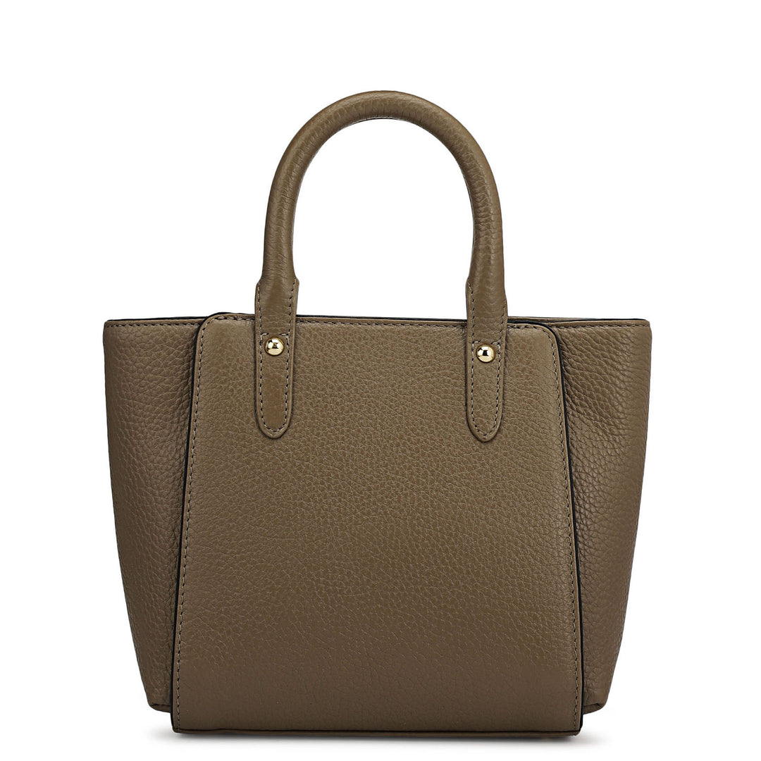 Small Wax Leather Satchel - Greyish Taupe