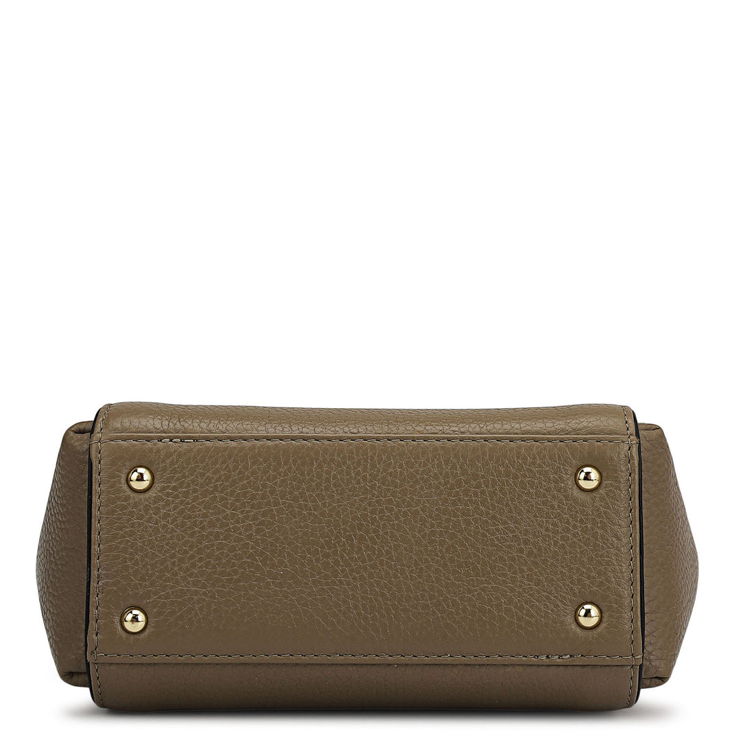 Small Wax Leather Satchel - Greyish Taupe