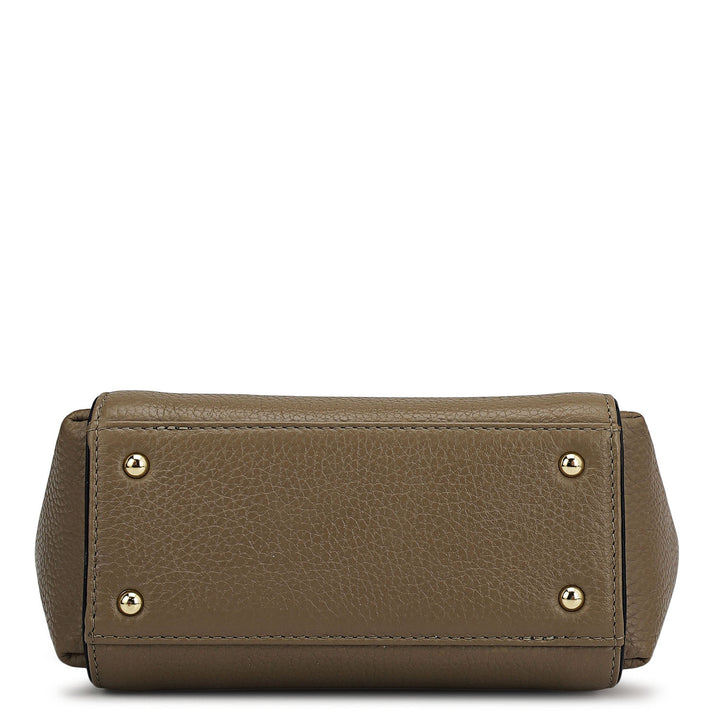 Small Wax Leather Satchel - Greyish Taupe