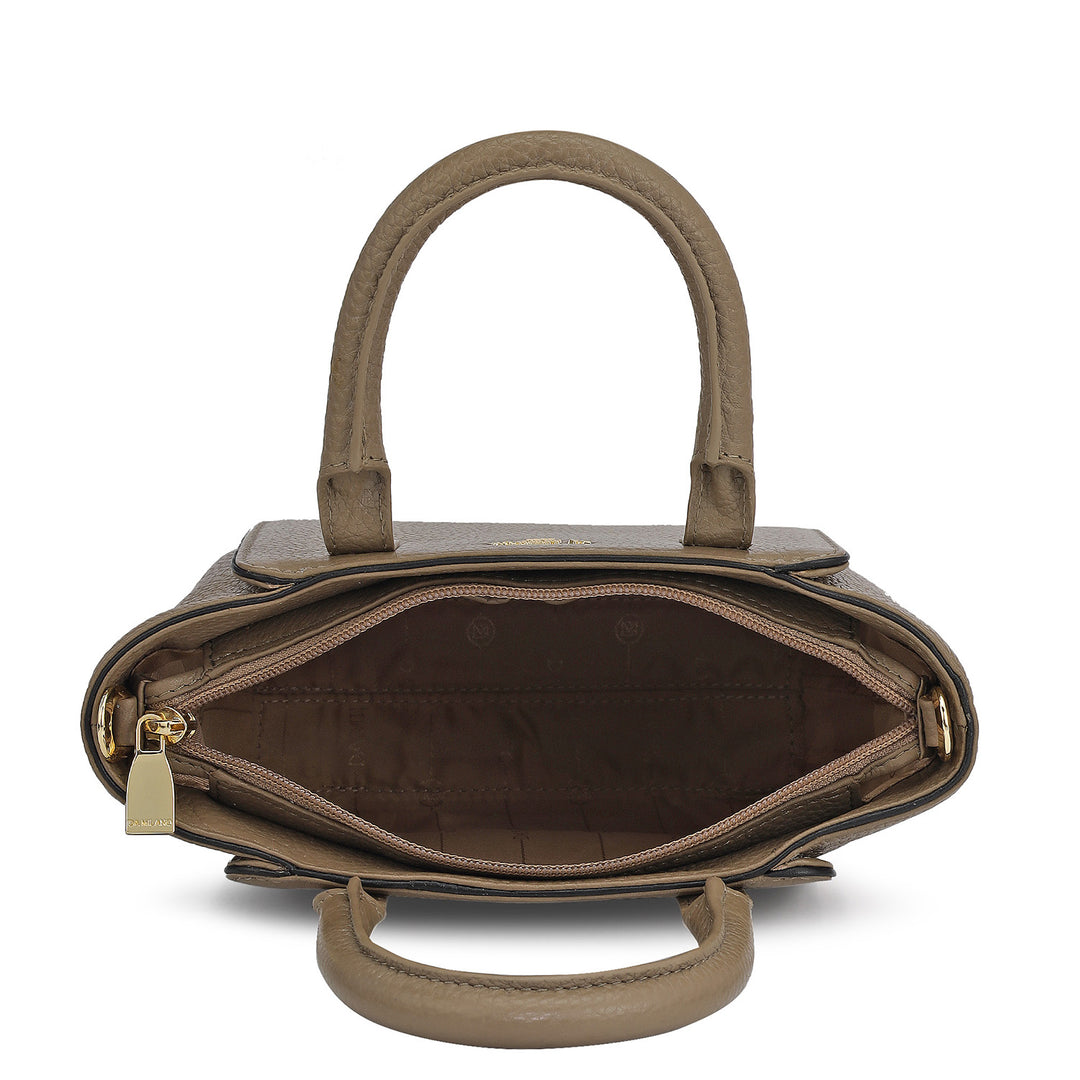 Small Wax Leather Satchel - Greyish Taupe