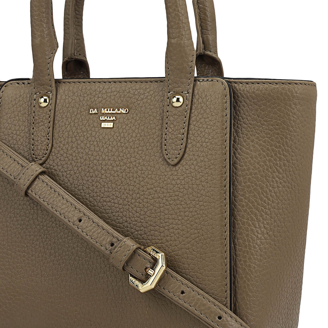 Small Wax Leather Satchel - Greyish Taupe