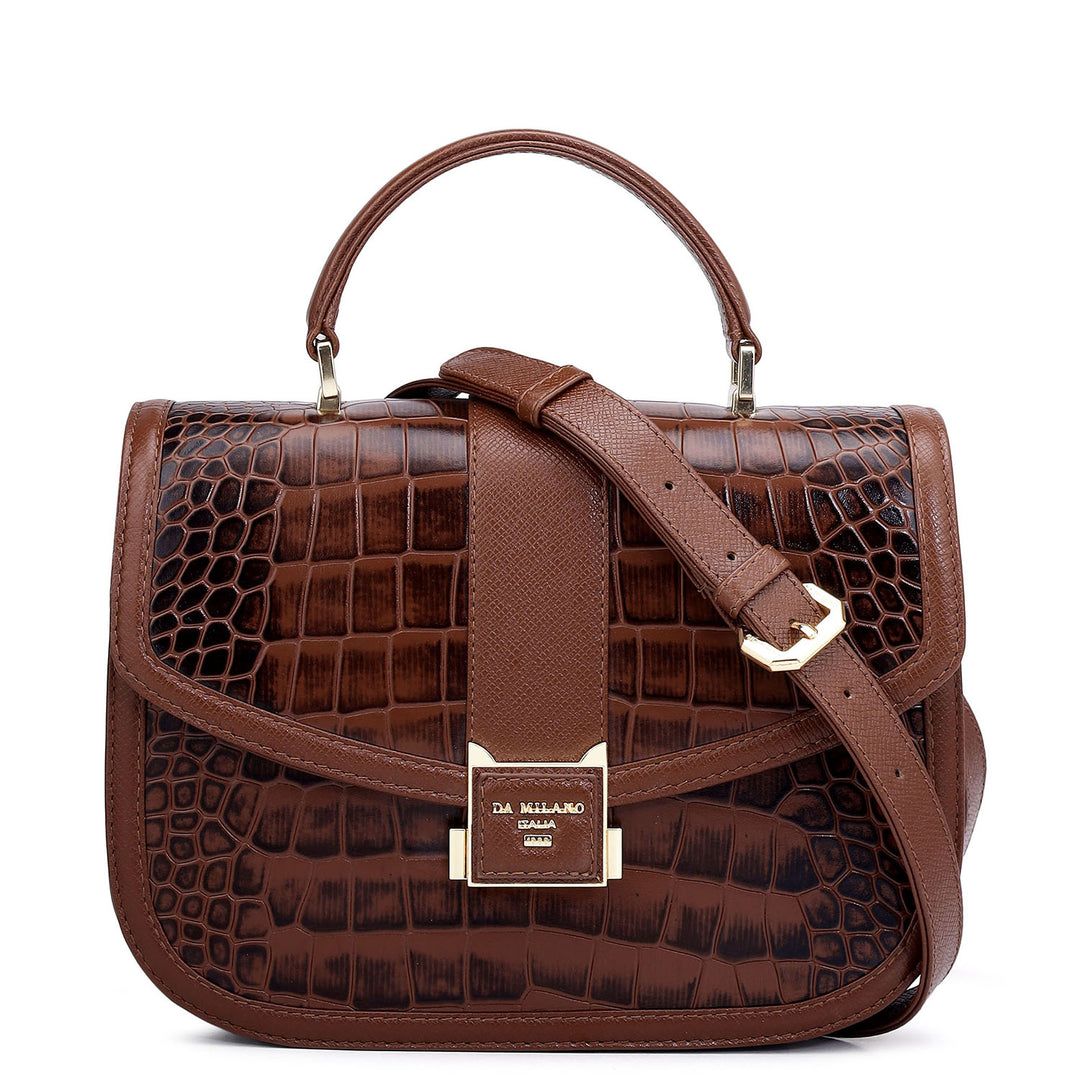 Small Croco Franzy Leather Satchel - Date