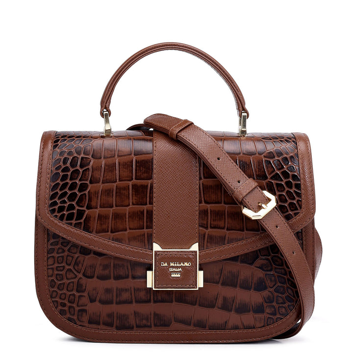 Small Croco Franzy Leather Satchel - Date