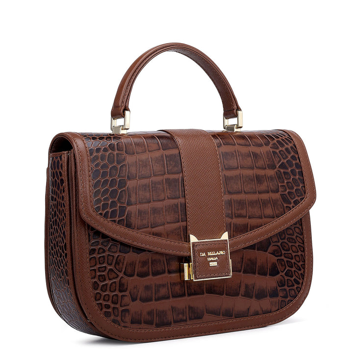 Small Croco Franzy Leather Satchel - Date
