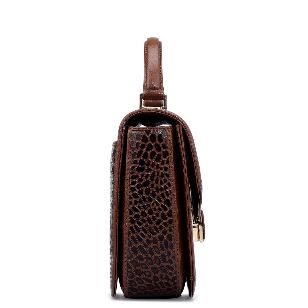 Small Croco Franzy Leather Satchel - Date