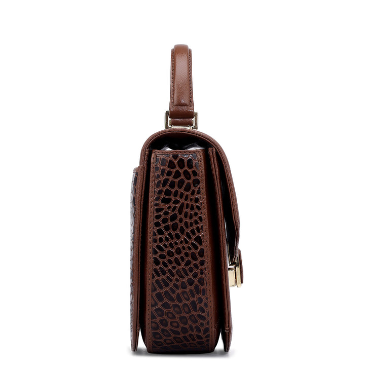 Small Croco Franzy Leather Satchel - Date