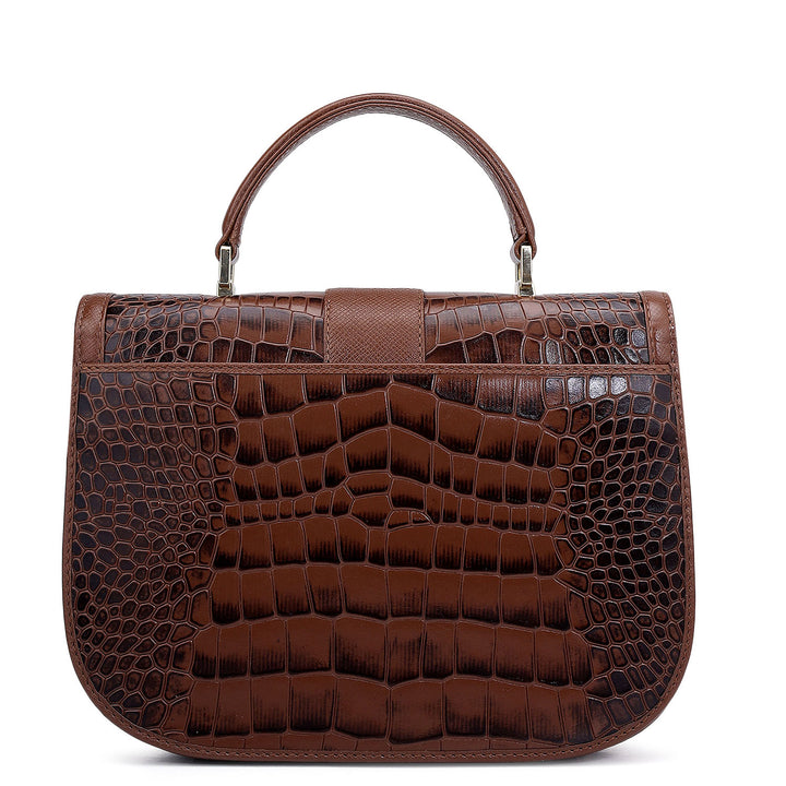 Small Croco Franzy Leather Satchel - Date