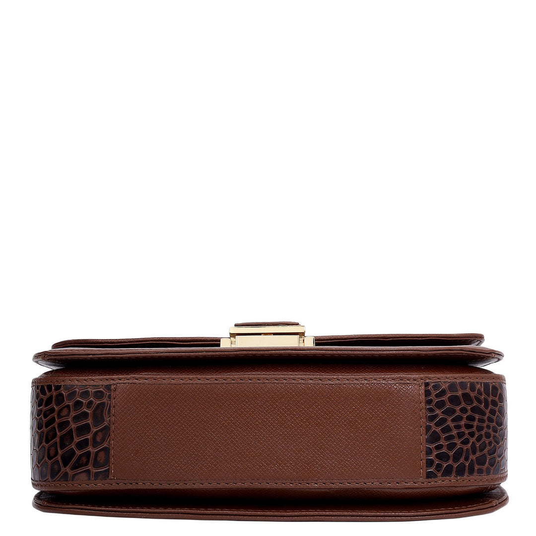 Small Croco Franzy Leather Satchel - Date