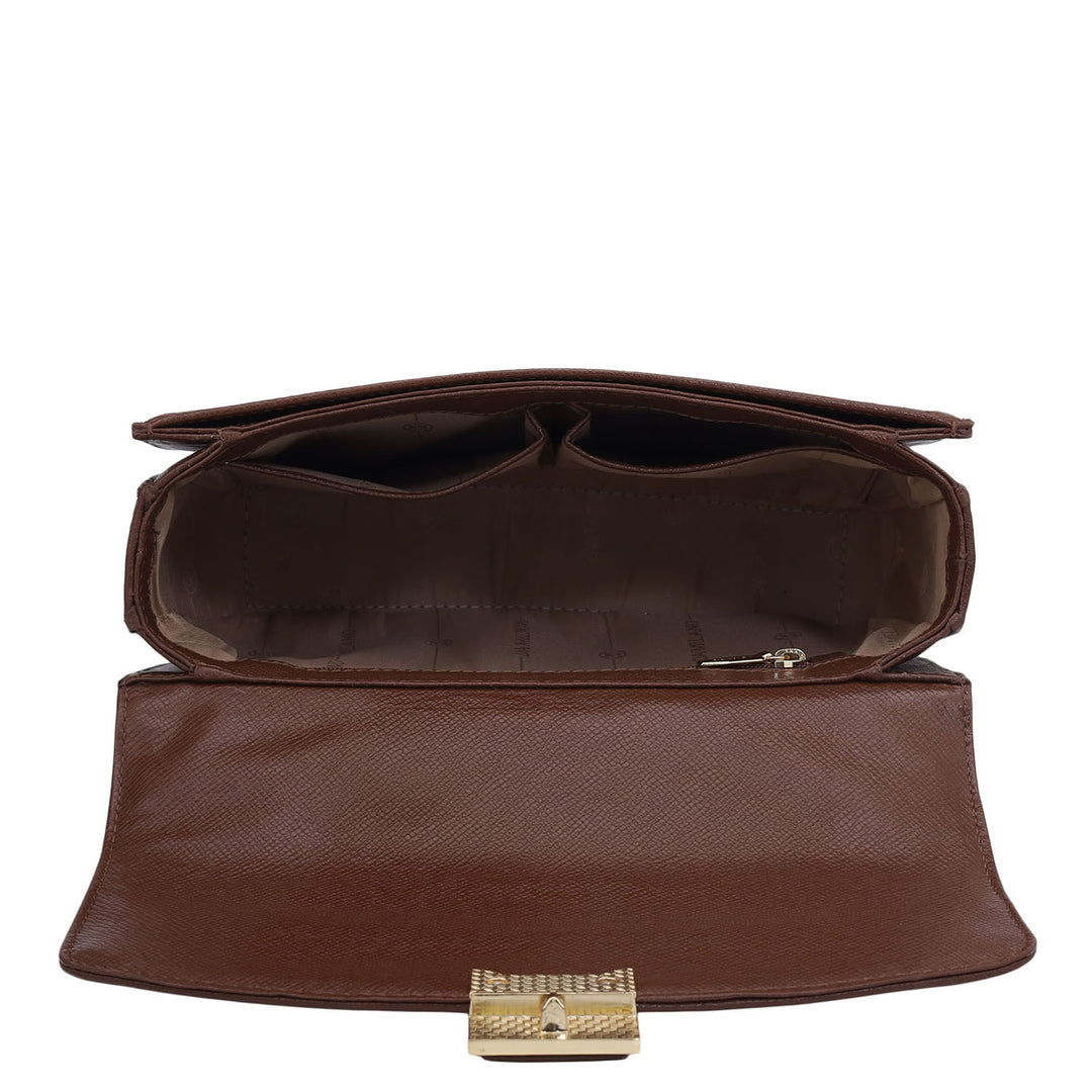 Small Croco Franzy Leather Satchel - Date