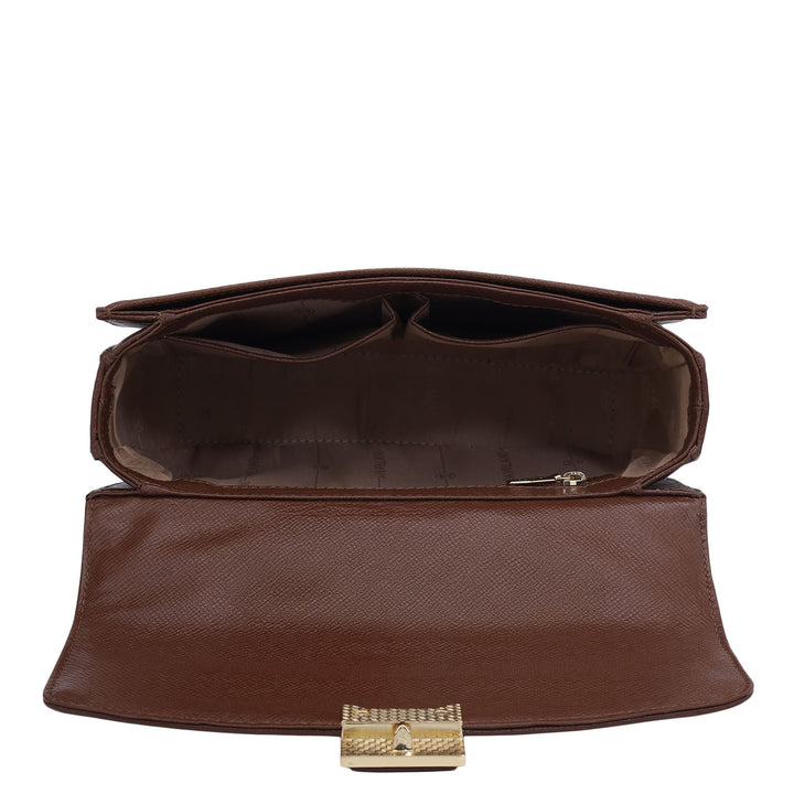 Small Croco Franzy Leather Satchel - Date