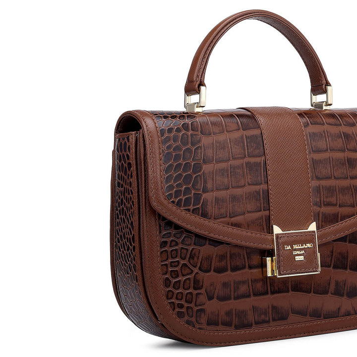 Small Croco Franzy Leather Satchel - Date