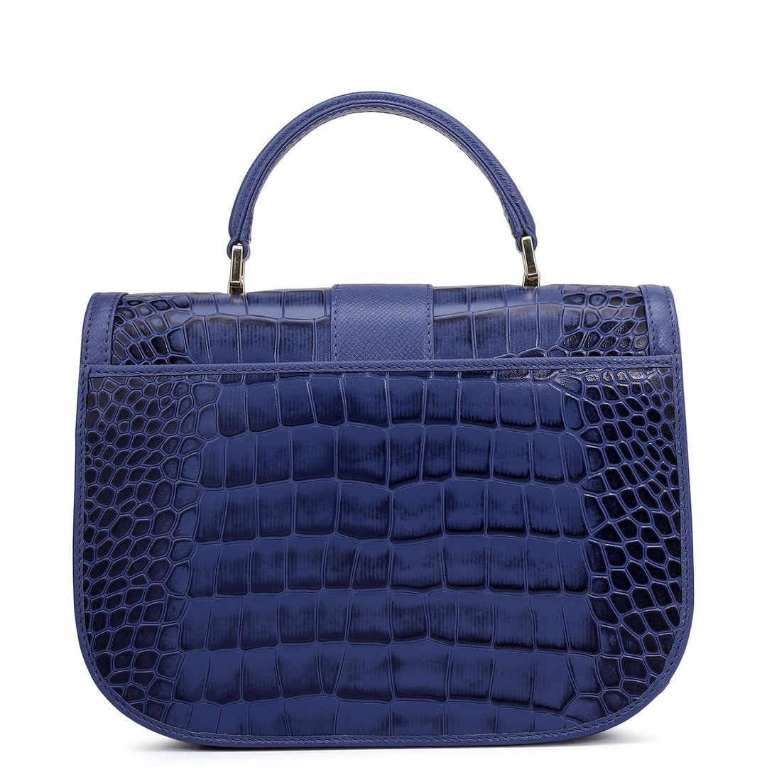 Small Croco Franzy Leather Satchel - Stardust
