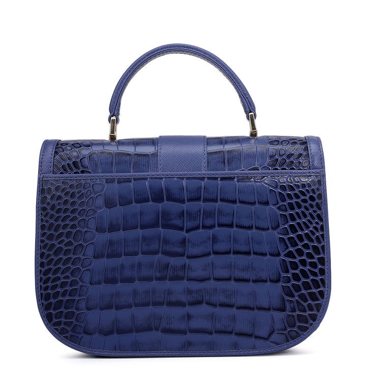 Small Croco Franzy Leather Satchel - Stardust