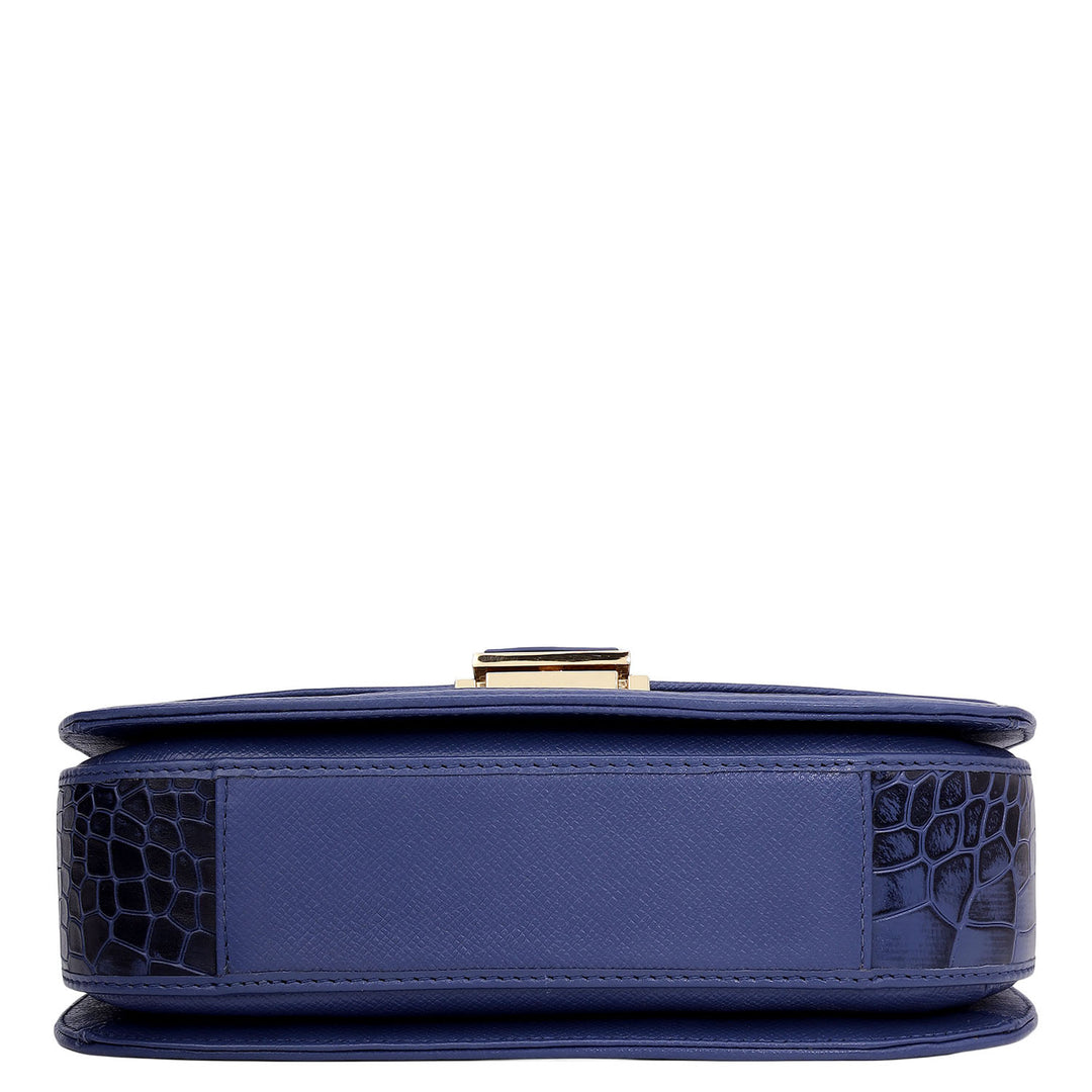 Small Croco Franzy Leather Satchel - Stardust