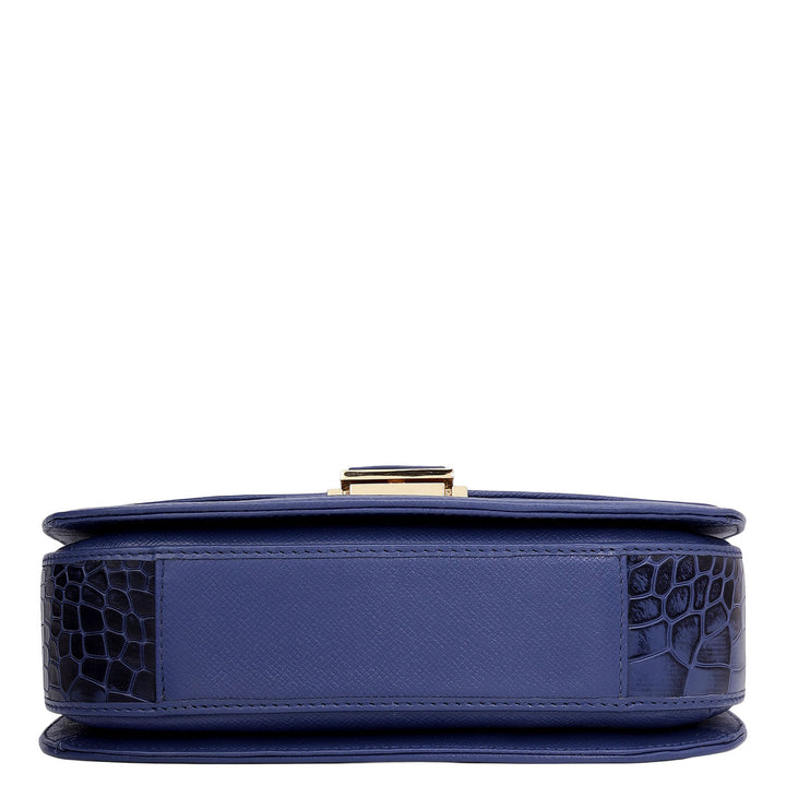 Small Croco Franzy Leather Satchel - Stardust