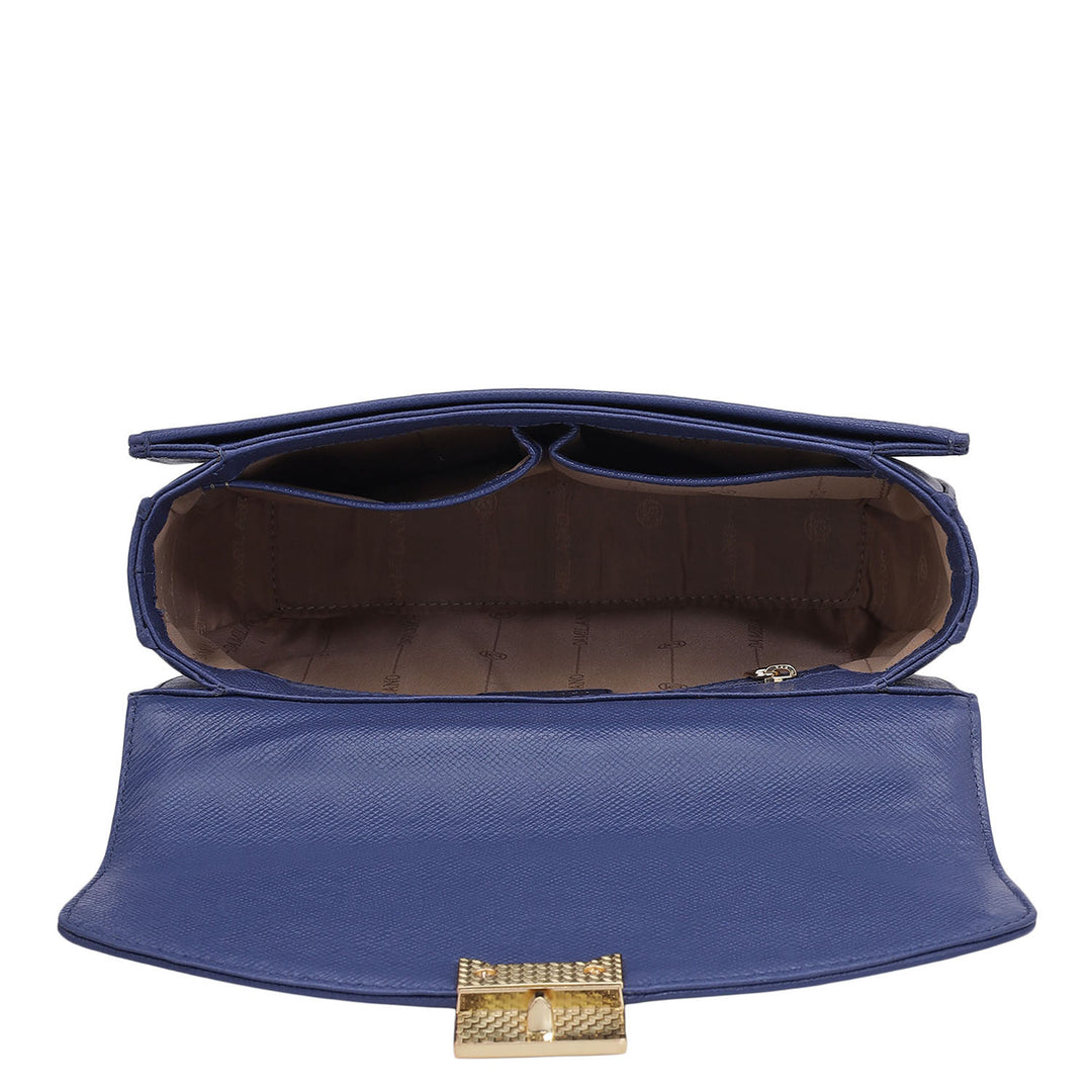 Small Croco Franzy Leather Satchel - Stardust