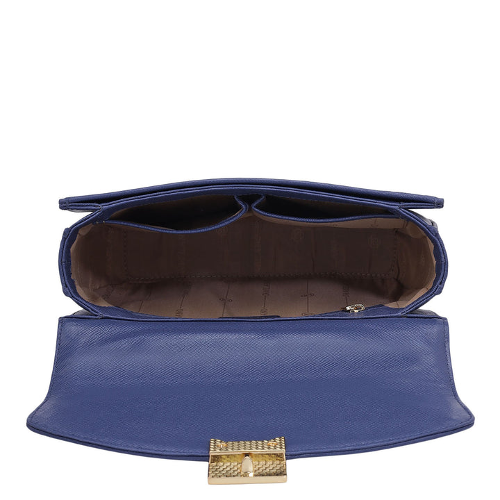 Small Croco Franzy Leather Satchel - Stardust