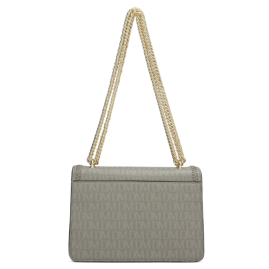 Small Monogram Franzy Leather Shoulder Bag - Stone Grey
