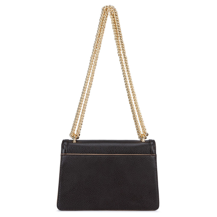Small Wax Leather Shoulder Bag - Chocolate