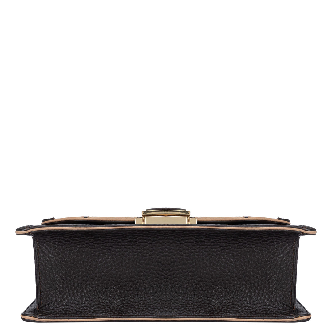 Small Wax Leather Shoulder Bag - Chocolate