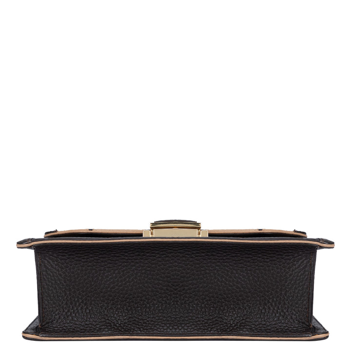 Small Wax Leather Shoulder Bag - Chocolate