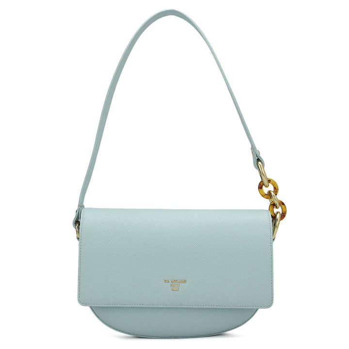 Small Franzy Leather Baguette - Cloud Blue