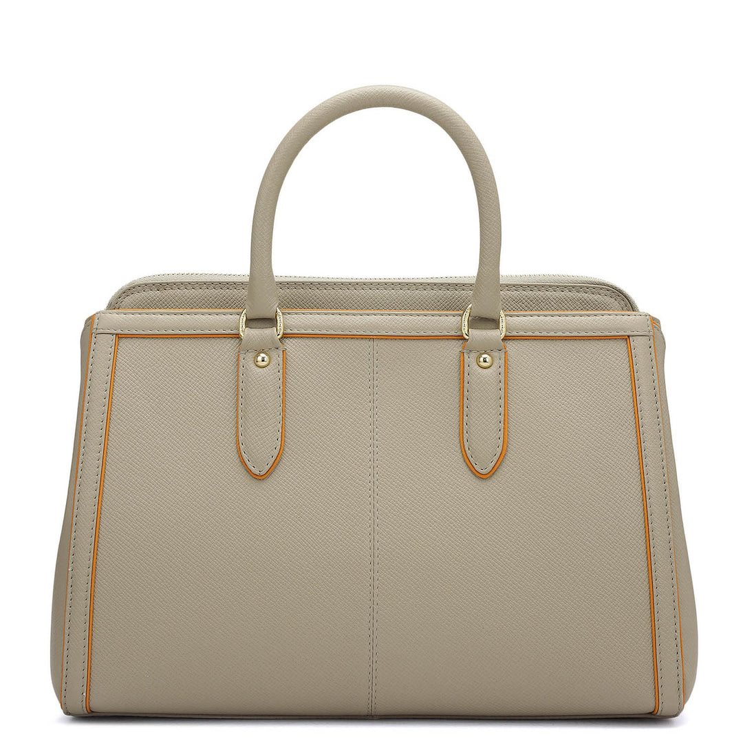 Small Franzy Leather Satchel - Chalk