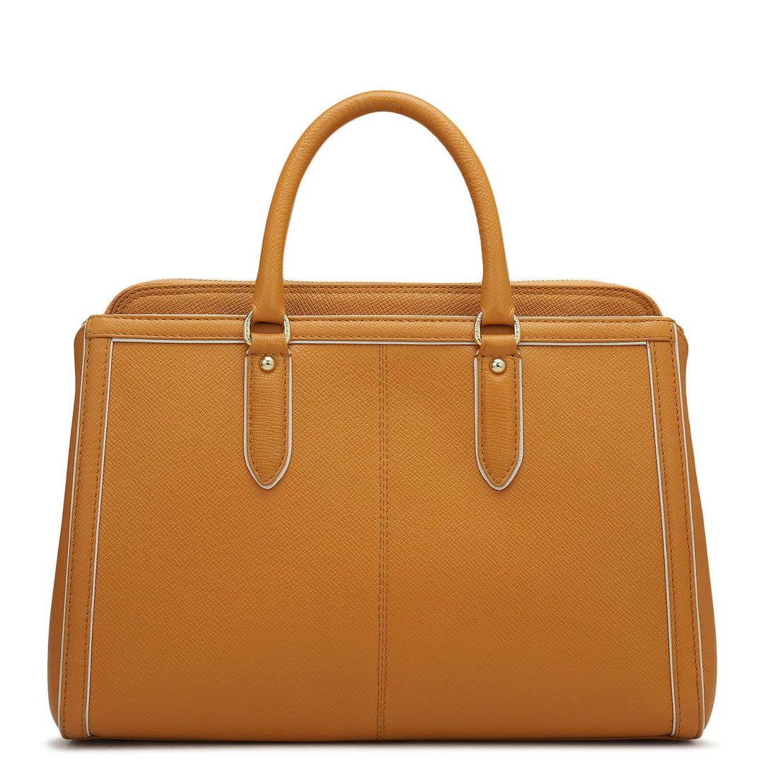 Small Franzy Leather Satchel - Flame