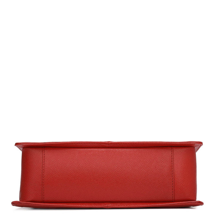 Small Croco Leather Baguette - Red