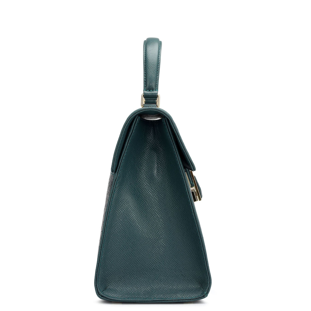 Medium Croco Leather Satchel - Octane