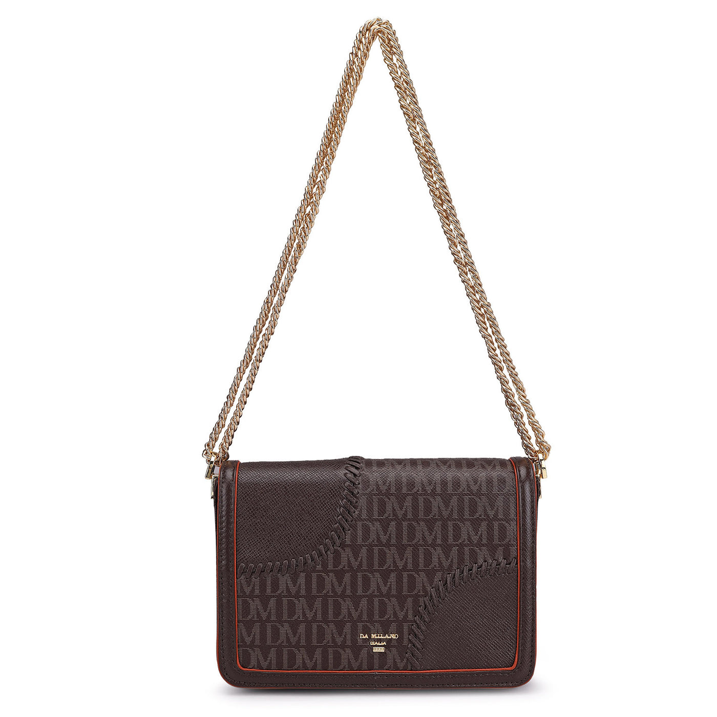 Small Monogram Franzy Leather Shoulder Bag - Chocolate