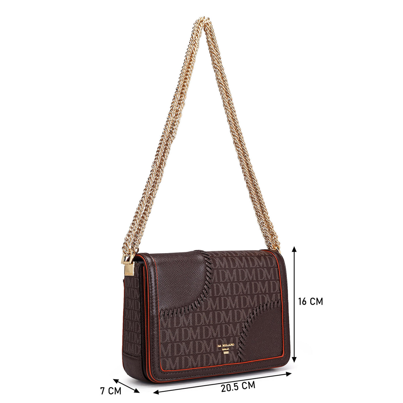 Small Monogram Franzy Leather Shoulder Bag - Chocolate
