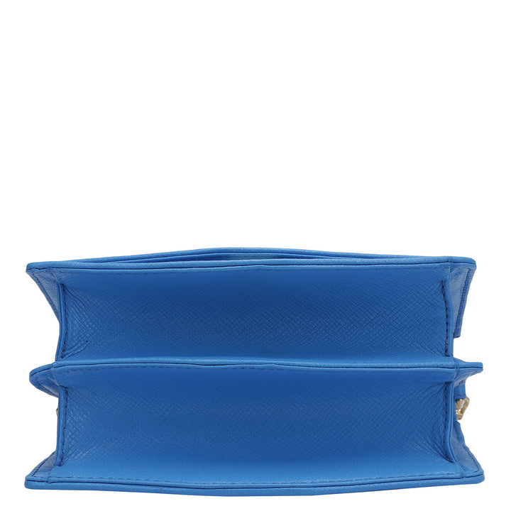 Small Croco Leather Shoulder Bag - Blue