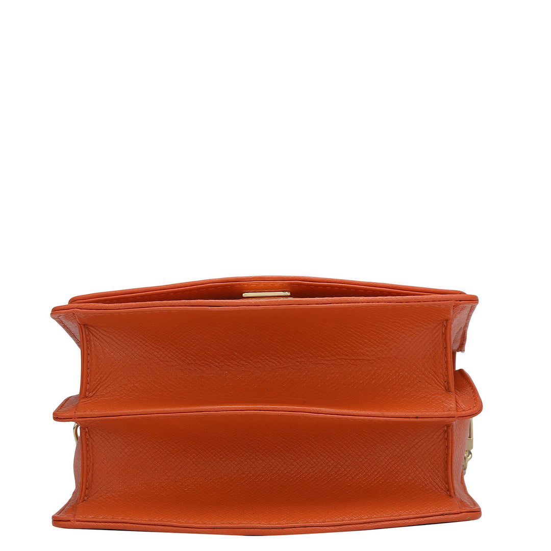 Small Croco Leather Shoulder Bag - Pumpkin