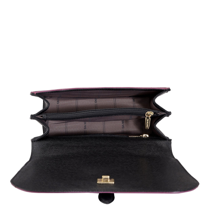 Small Croco Leather Shoulder Bag - Orchid