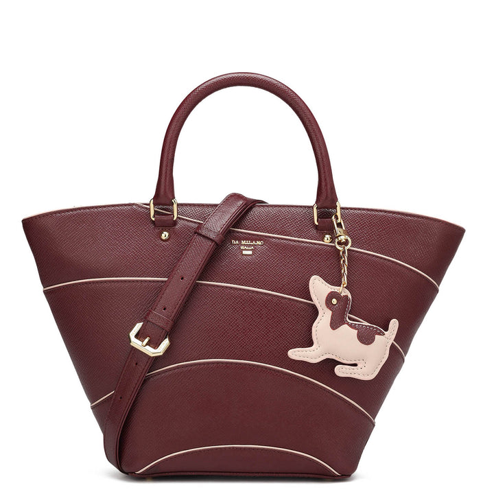 Small Franzy Leather Satchel - Blood Stone