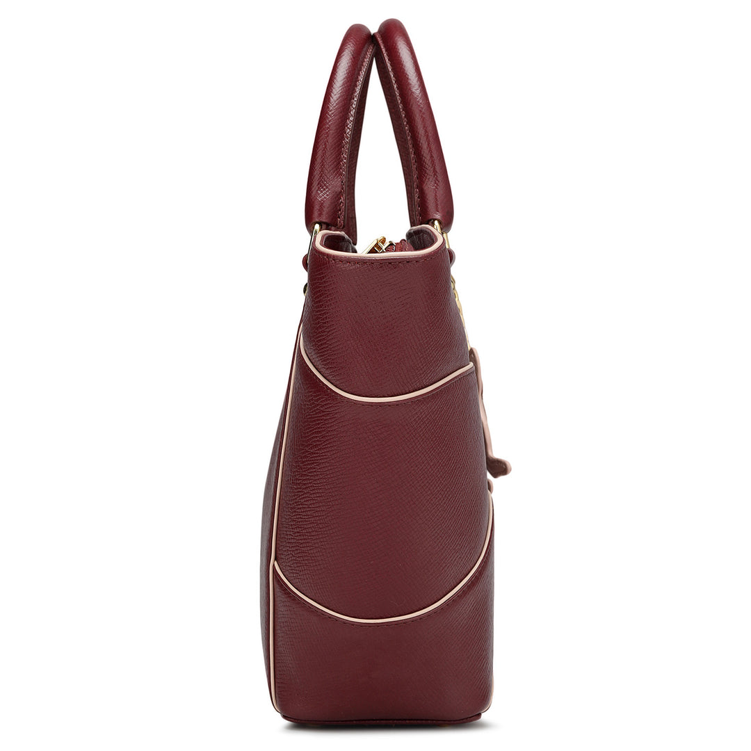 Small Franzy Leather Satchel - Blood Stone