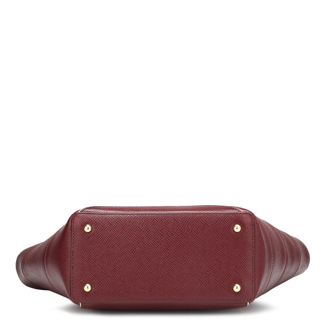 Small Franzy Leather Satchel - Blood Stone