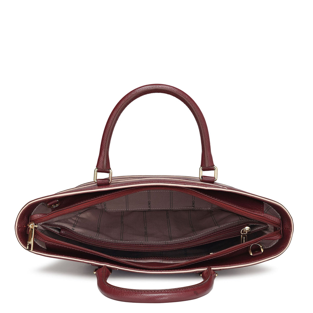 Small Franzy Leather Satchel - Blood Stone