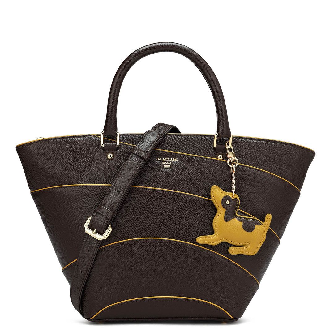 Small Franzy Leather Satchel - Chocolate