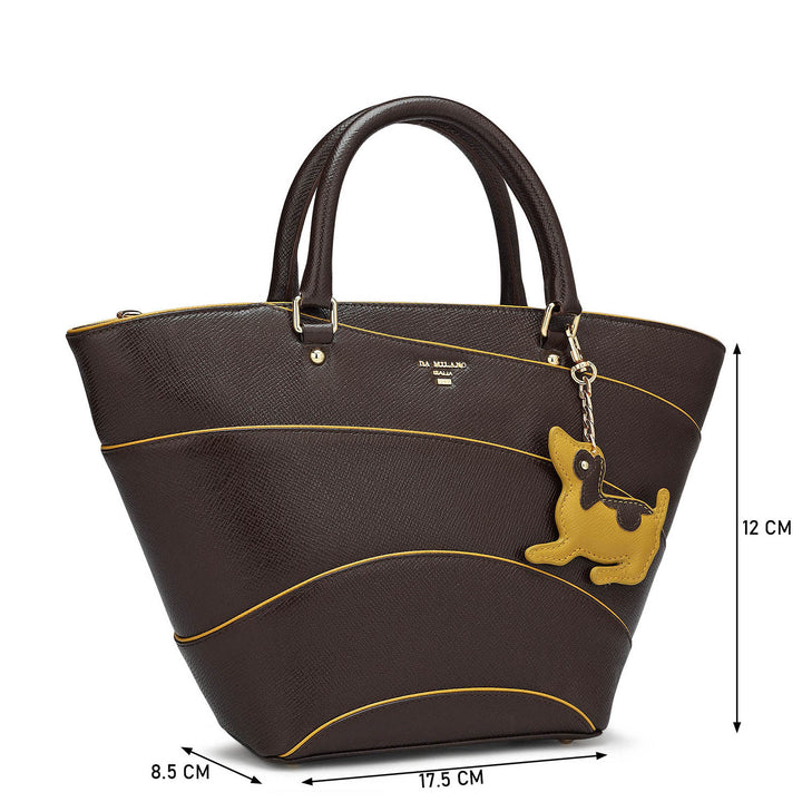 Small Franzy Leather Satchel - Chocolate