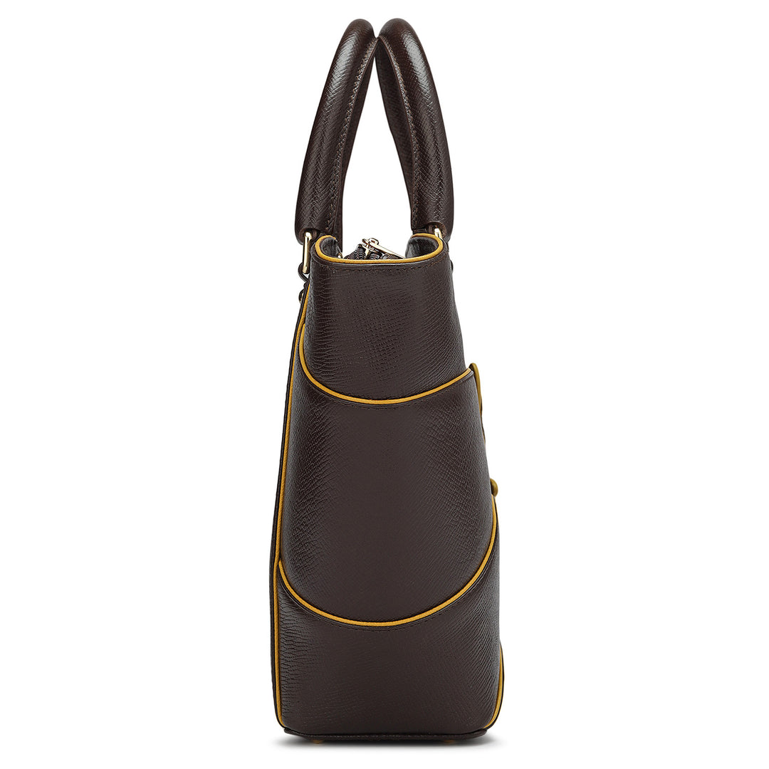 Small Franzy Leather Satchel - Chocolate