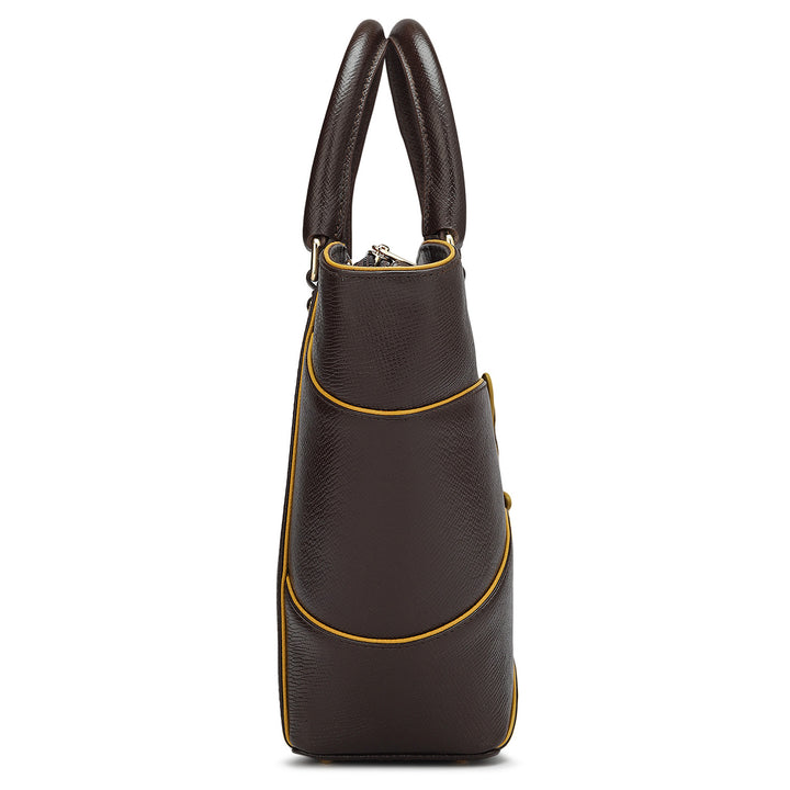 Small Franzy Leather Satchel - Chocolate