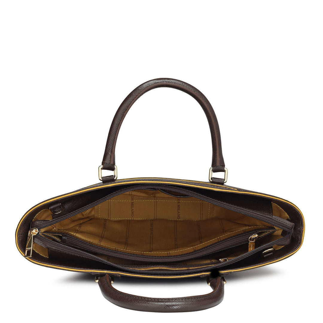 Small Franzy Leather Satchel - Chocolate